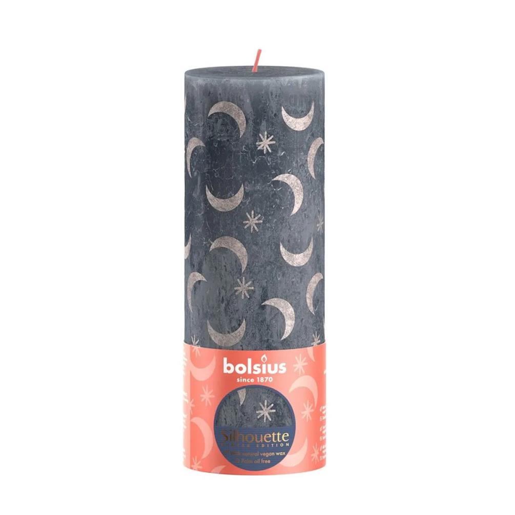 Bolsius Slate Blue Rustic Silhouette Pillar Candle  19cm x 7cm £9.89